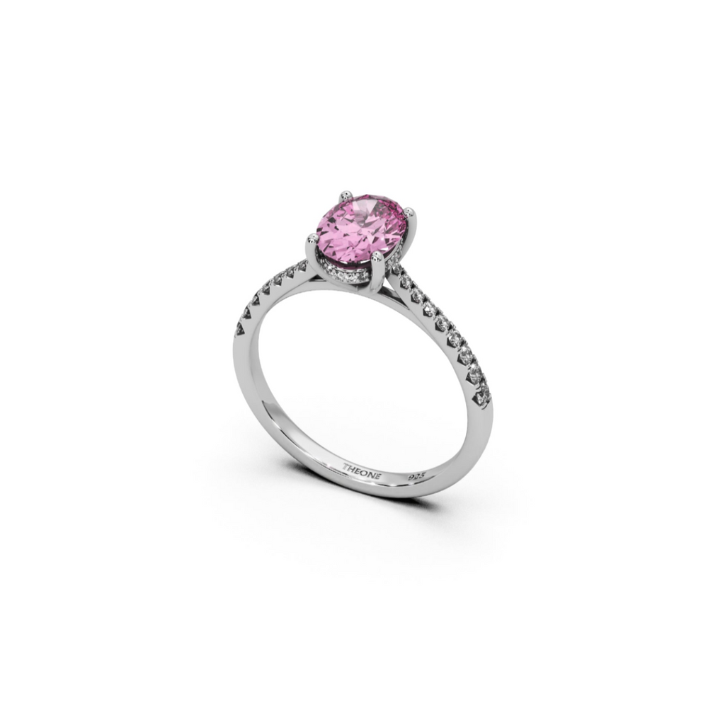 Pink Oval Silver Promise